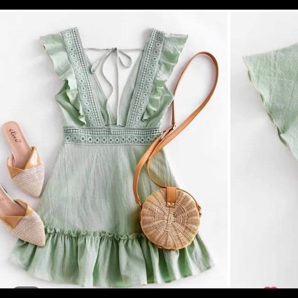ZAUFUL light green dress - Picture 1 of 7